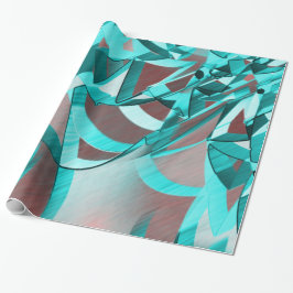 Blauwe cyaanstrepen op "bruine" achtergrond cadeaupapier