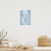 Blauwe Cyanotype Plantenhart Poster (Keuken)
