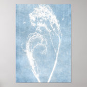 Blauwe Cyanotype Plantenhart Poster (Voorkant)