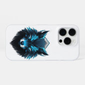 Blauwe Cyber Wolf Grafisch iPhone Hoesje (Achterkant horizontaal)