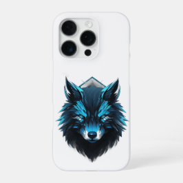 Blauwe Cyber Wolf Grafisch iPhone 16 Pro Hoesje