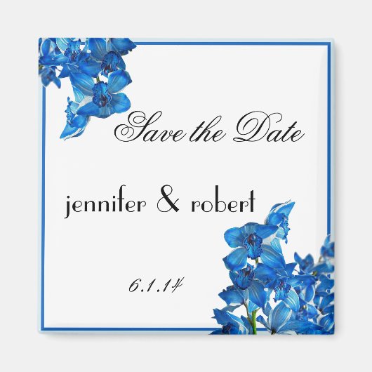 Blauwe Cymbidium Boat Orchid Save the Date Magnet (Voorkant)