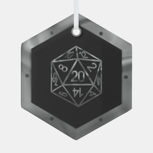 Blauwe D20-ritmes | RPG Fantasy Tabletop Gamer Dic Glas Ornament (Voorkant)