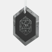 Blauwe D20-ritmes | RPG Fantasy Tabletop Gamer Dic Glas Ornament (Voorkant links)