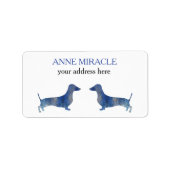 Blauwe dachshund-verzendlabels etiket (Voorkant)