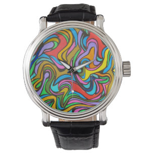Blauwe dag-moderne kunst met de hand geschilderd horloge