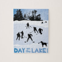 Blauwe dag op het meer van Pond Hockey