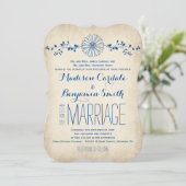  blauwe dag Rustic Wedding Invitations Kaart (Staand voorkant)