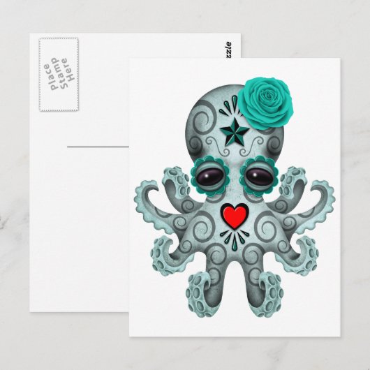 Blauwe dag van de dode Baby octopus Briefkaart (Voorkant / Achterkant)