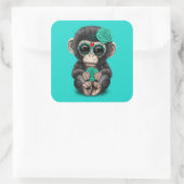 Blauwe Dag van de Dode Chimp Vierkante Sticker (Tas)