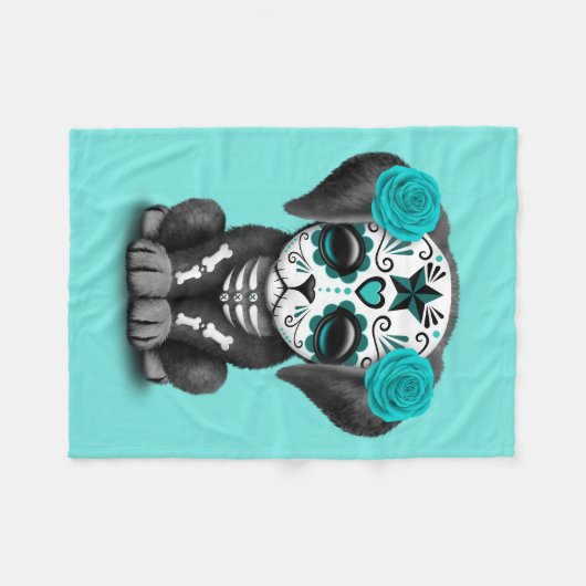 Blauwe dag van de dode papaverhond fleece deken (Voorkant (Horizontaal))