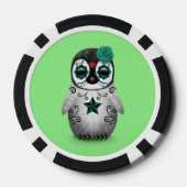 Blauwe Dag van de Dode Suiker Schedel Pinguïn Groe Poker Chips (Achterkant)