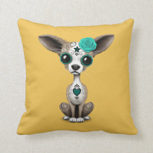 Blauwe Dag van de Dode Suiker Skulls Chihuahua Pup Kussen