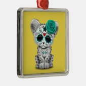 Blauwe dag van de dode suikerschedel metalen ornament (Rechts)