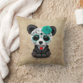 Blauwe dag van de Dode Suikerschedel Panda Aged Kussen (Deken)