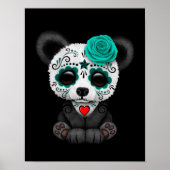 Blauwe dag van de Dode Suikerschedel Panda op zwar Poster (Voorkant)