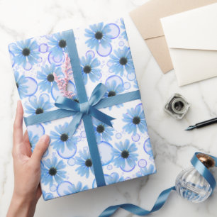 Blauwe dagen en bubbels cadeaupapier
