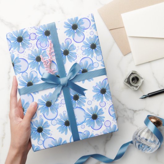 Blauwe dagen en bubbels cadeaupapier (Geschenken)