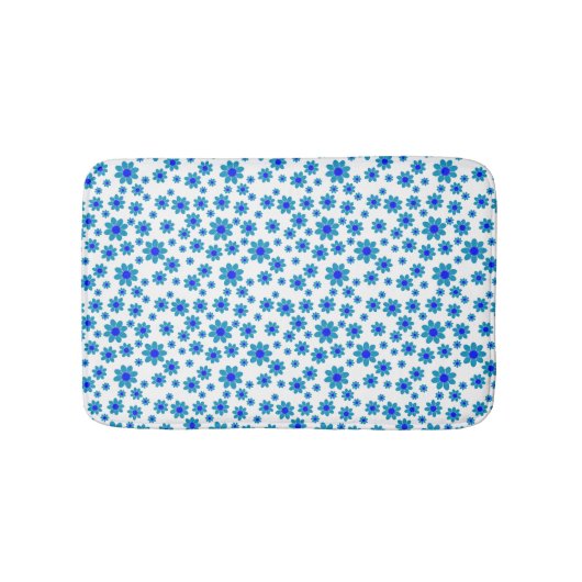Blauwe dagen | Floral Repeteert Daisy Pattern Badmat (Voorkant)