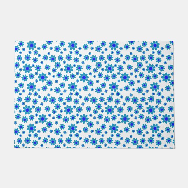 Blauwe dagen | Floral Repeteert Daisy Pattern Deurmat (Voorkant)