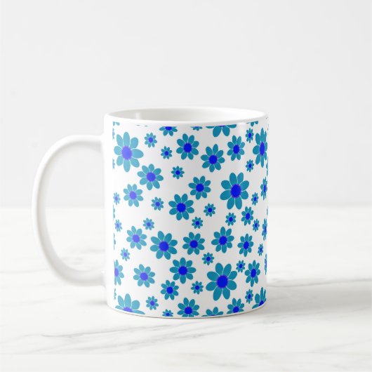 Blauwe dagen | Floral Repeteert Daisy Pattern Koffiemok (Links)