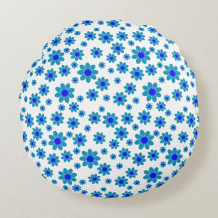 Blauwe dagen   Floral Repeteert Daisy Pattern Rond Kussen