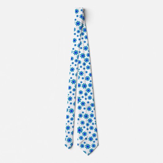 Blauwe dagen | Floral Repeteert Daisy Pattern Stropdas (Achterkant)