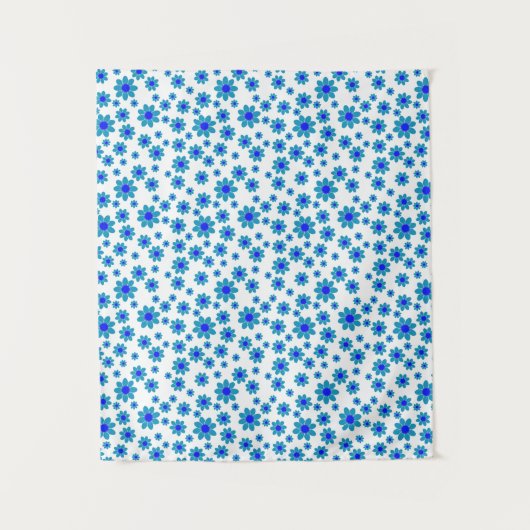 Blauwe dagen | Floral Repeteert Daisy Pattern Wandkleed (Voorkant)