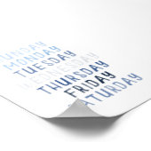 Blauwe dagen van de week educatief poster (Hoek)