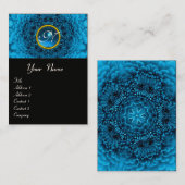 BLAUWE DAHLIA BLOEMBLAADJES SAFFIER GEM MONOGRAM, VISITEKAARTJE (Voorkant / Achterkant)