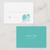 Blauwe dahlia bruiloft escort zitplaatskaarten plaatskaartje (Voorkant / Achterkant)