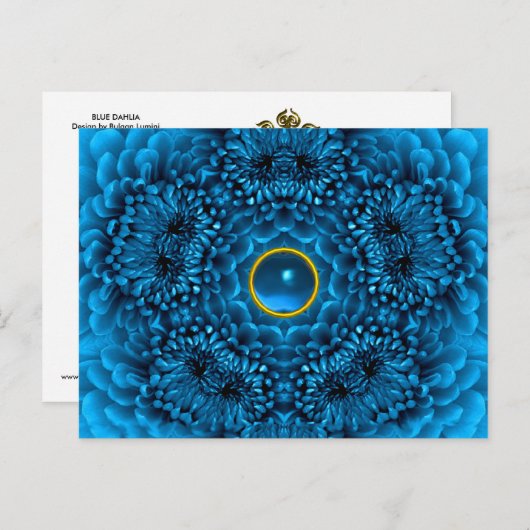 BLAUWE DAHLIA EN SAFFIER EDELSTEEN Bloemen Briefkaart (Voorkant / Achterkant)