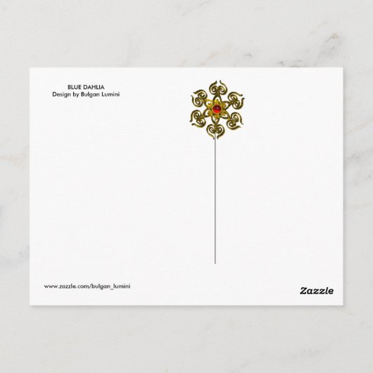 BLAUWE DAHLIA EN SAFFIER EDELSTEEN Bloemen Briefkaart (Achterkant)