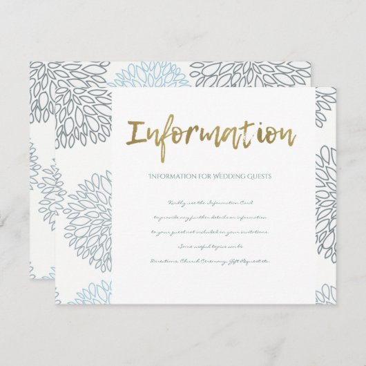 BLAUWE DAHLIA-INFORMATIE OVER PLATTELANDSPATRONEN INFORMATIEKAARTJE (Voorkant / Achterkant)