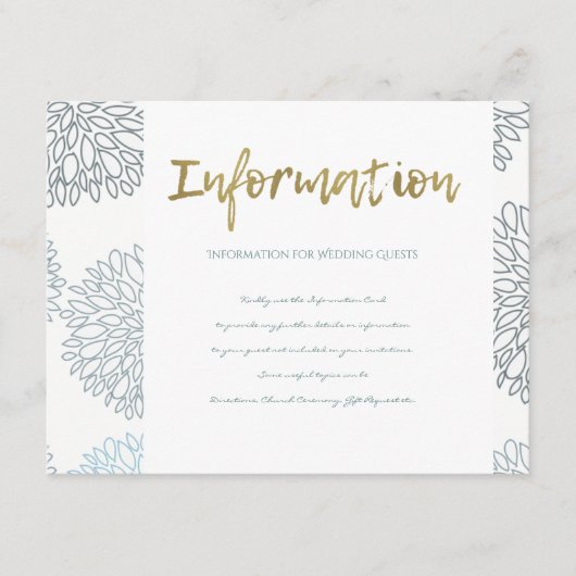 BLAUWE DAHLIA-INFORMATIE OVER PLATTELANDSPATRONEN INFORMATIEKAARTJE (Voorkant)