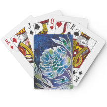 Blauwe Dahlia Navy Teal Hemelse Bloem Waterverf 