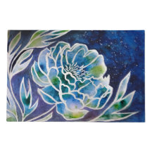 Blauwe Dahlia Navy Teal Hemelse Bloemenschildering