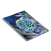 Blauwe Dahlia Navy Teal Hemelse Bloemenschildering Notitieboek (Rechterzijde)
