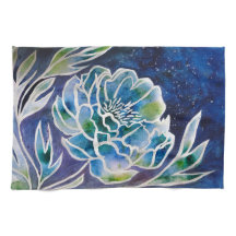 Blauwe Dahlia Navy Teal Hemelse Bloemenschildering