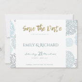 BLAUWE DAHLIA PATROON BEWAREN DE DATUM SAVE THE DATE (Voorkant)