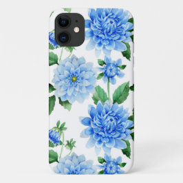 blauwe dahlias op wit Case-Mate iPhone case
