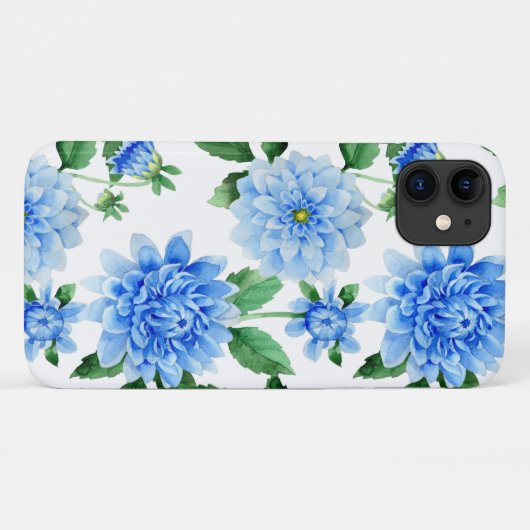 blauwe dahlias op wit Case-Mate iPhone case (Achterkant (horizontaal))