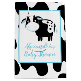 Blauwe Dairy Koe Baby shower Gift Bag Medium Cadeauzakje
