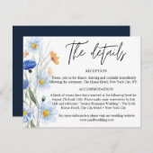 Blauwe Daisies Bloemen Bruiloft Details Informatiekaartje (Voorkant / Achterkant)