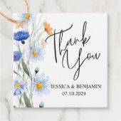 Blauwe Daisies Bloemenbruiloft Dank u Cadeau Bedankjes Labels (Voorkant)