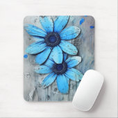 Blauwe Daisies Noodlijdende Grungy Daisy Bloem Muismat (Met muis)