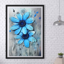 Blauwe Daisies Noodlijdende Grungy Daisy Bloem