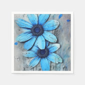 Blauwe Daisies Noodlijdende Grungy Daisy Bloem Servet (Voorkant)