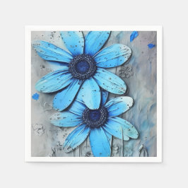 Blauwe Daisies Noodlijdende Grungy Daisy Bloem Servet