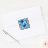 Blauwe Daisies Noodlijdende Grungy Daisy Bloem Vierkante Sticker (Envelop)